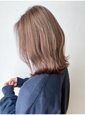 柔らかベージュミディアム_外ハネボブセクションカラー_ba382262