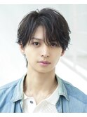 韓国ヘアカルマパーマカルマバングセンターパート黒髪ウルフ