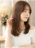 大人フェミニン顔まわりレイヤー艶髪セミディa戸頭20代30代40代