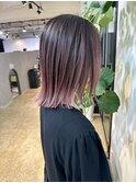 透明感ピンクバレイヤージュ