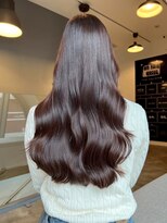 オズ 安積店(OZ)&nbsp;ミニウルフチェリーブラウンホワイトグレージュフェザーパーマ