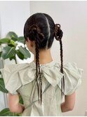 ツインアレンジ へアセット ヘアメ 韓国 お呼ばれ 結婚式 表参道