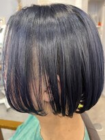 レイリー(LAiLy)&nbsp;ダブルカラー　ネイビーブルー　メンズボブ　ツーブロックボブ