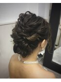 ヘアセット 結婚式ヘア☆編み込みルーズアレンジ