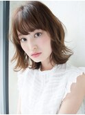 大人可愛い小顔美髪ツヤ髪レイヤーボブショコラアッシュA4