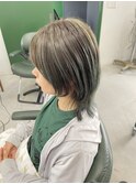 バレイヤージュ×マットグレイ×ウルフカット