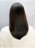 ミディアムロング美髪韓国ヘアおくれ毛顔周りレイヤー_ba497381