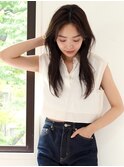 ロングヘア*レイヤー*センターパート*顔周りカット*30代40代50代