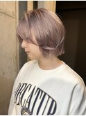 ピンクベージュ×ミニボブレイヤー