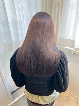 20代30代40代ストレートレイヤーロングアッシュベージュ縮毛矯正