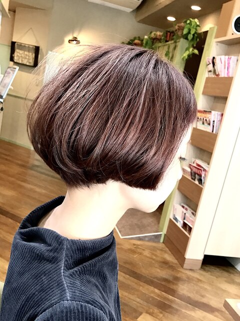 【コトノハ】マッシュルームヘア小顔ワンカールダスティーピンク