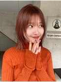 外ハネデジタルパーマ風　ミニウルフ　チェリーブラウン