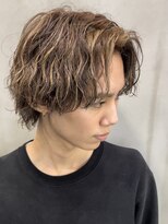 メンズヘアセンス 渋谷(MEN'S HAIR SENSE)&nbsp;【お客様メンズヘア】波巻きセンターパートハイライト［渋谷駅］