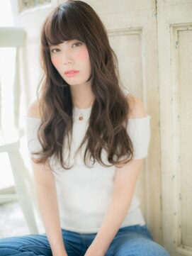 大波純一美容室パーティハン ぱっつん前髪ふわウェーブレイヤーロングa小山20代30代