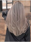 バレイヤージュグレージュハイライトダブルカラーケアブリーチ