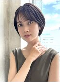 「岩田莉奈」40代50代に人気の似合わせ丸みショートボブ　新宿