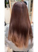 小顔薄めバンググレージュレイヤーロング前髪パーマ黒髪