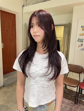 ノル 栄矢場町(nol) ブリーチなしワインレッド　ロングレイヤー