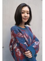 ヘアサロン アンフェール(Hair Salon Amfaire) 【Amfaire】ナチュラルボブ外ハネ ブルーラベージュ