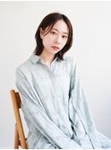 ミディアムヘア/斜めバング/グレージュカラー/新宿駅