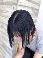 ヲタク(wotaku.)&nbsp;ネイビーブルーブラックボブミニボブ切りっぱなしボブ寒色カラー