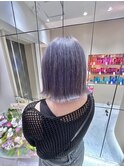 切りっぱなしボブ×ラベンダーシルバー ブリーチ ダブルカラー