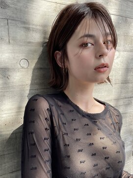 トリッカ シブヤ(TRICCA SHIBUYA) 切りっぱなし/ボブ/シースルーバング/長め前髪/ブラウンベージュ