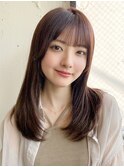 小顔 前髪 レイヤーカット ホワイトグレージュ"