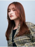 前髪ありフェイスレイヤーブリーチなしショコラベージュカラー