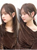 20代30代40代◎前髪パーマ韓国風巻きくすみベージュお団子ヘア