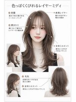 ケシキ 表参道 原宿(kesiki.)&nbsp;ミディアムレイヤー顔周りレイヤーハッシュカット韓国へア