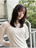 ミルクティーベージュ　オリーブカラー　ミディアムレイヤー 