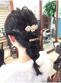 くるりんぱ三つ編みヘアアレンジ【ヘアセット　立川　浴衣】