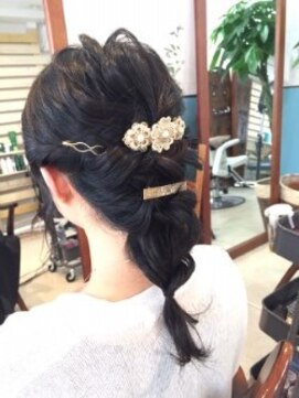 ロカット サロン(Roquat Salon) くるりんぱ三つ編みヘアアレンジ【ヘアセット　立川　浴衣】