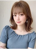 大人かわいいフェザーバンググレージュ外ハネボブ30代吉祥寺