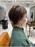 縮毛矯正ミニウルフテラコッタデジタルパーマくすみブルー