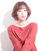 大人可愛い20・30・40代くびれ薄めバングショコラベージュ