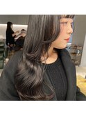 デザインカラーレイヤーカットウェットヘア夏オリーブベージュ