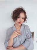 ニュアンスパーマショートボブパーマセンターパーツ立体感透明感