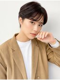 20代30代40代小顔ハンサムショートアッシュブラック地毛風
