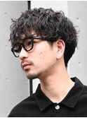 渋谷メンズパーマシャドウパーマシースルーマッシュウルフゆるめ