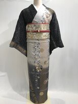 セットサロン フルール(Fleur)&nbsp;正絹訪問着No.21/【グレー縦縞】