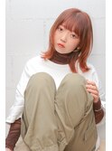 顔周りレイヤー/鎖骨ボブ/オレンジカラー ＊ 20代30代40代