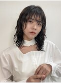 くるくるパーマ/ミディアムパーマ/ウルフパーマ/黒髪/美髪/渋谷