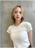 韓国前髪顔周りロング×ピンクブラウン[心斎橋/髪質改善]