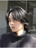 メンズミディアムパーマメンズボブウルフカットシャドウパーマ