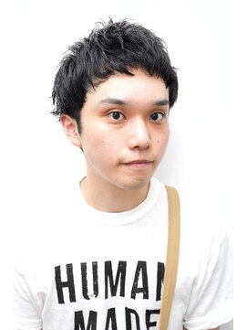 グラシアス(gracias) メンズカットニュアンスパーマベリーショートブルーブラック0702