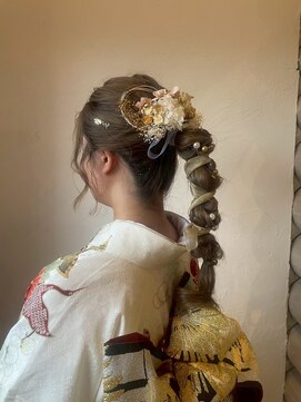 クレエ ヘアー デザイン(creer hair design) 大人可愛い成人式ヘアセット和装ヘアアレンジ水引きポニーテール
