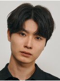 メンズセンターパート七三分けパートニュアンスパーマ刈り上げ