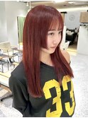 ダブルカラー カシスレッド×顔周り姫カット【八王子】